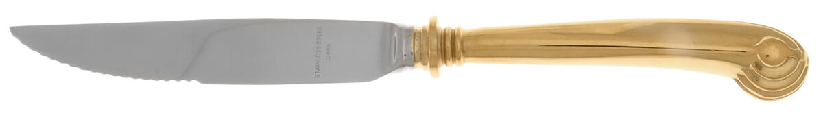 Gold Aristocrat (Gold Electroplate) Steak Knife Individual Hollow, Serrate HC by Towle Silver-1