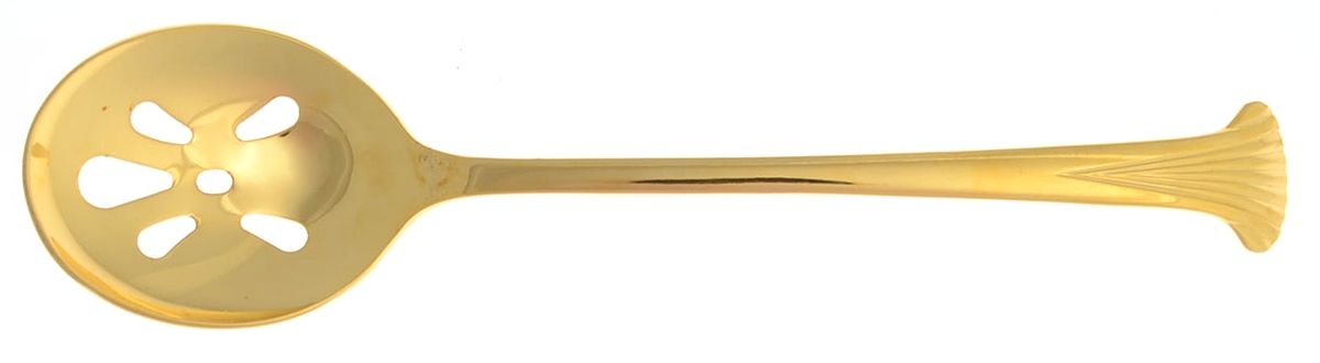 Gold Aristocrat (Gold Electroplate) Pierced Tablespoon (Serving Spoon) by Towle Silver-1