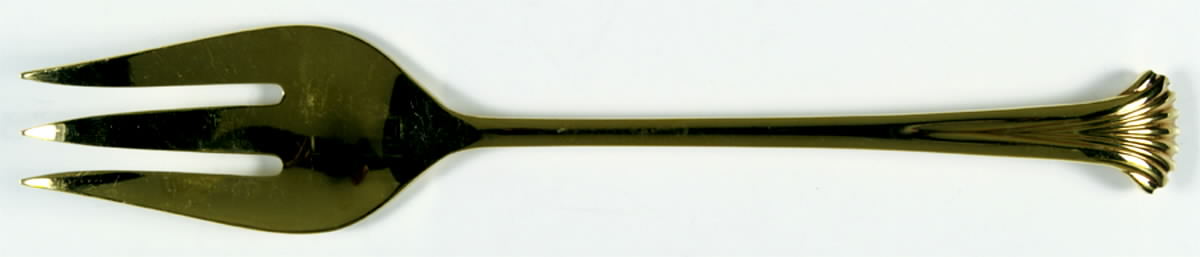Gold Aristocrat (Gold Electroplate) Medium Solid Cold Meat Serving Fork by Towle Silver-1