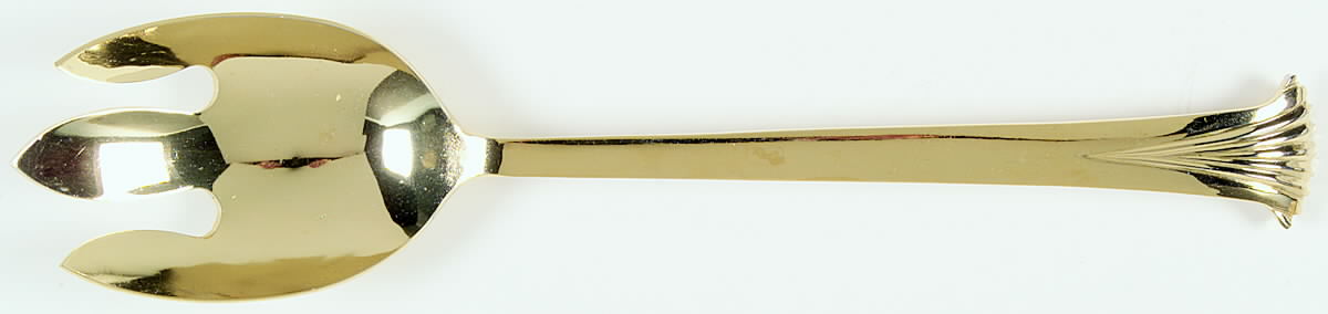 Gold Aristocrat (Gold Electroplate) Oversize Solid Salad Servng Fork by Towle Silver-1