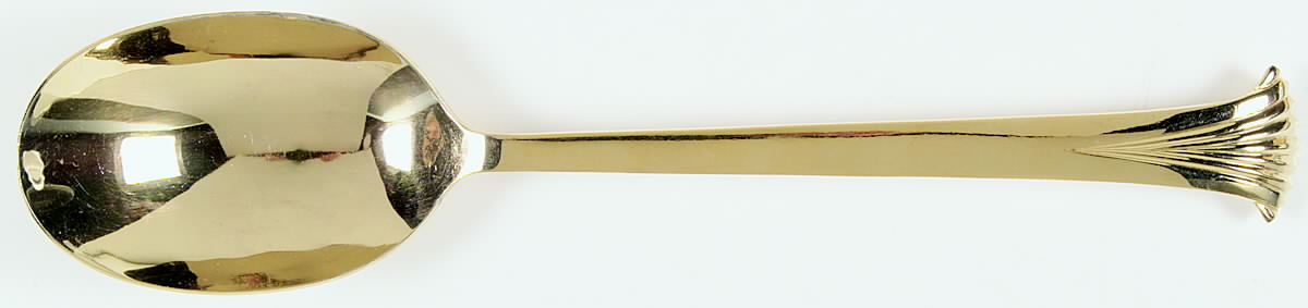 Gold Aristocrat (Gold Electroplate) Oversize Solid Salad Serving Spoon by Towle Silver-1