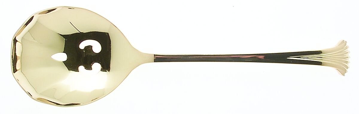Gold Aristocrat (Gold Electroplate) Solid Pierced Casserole Spoon by Towle Silver-1