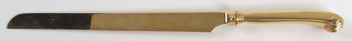 Gold Aristocrat (Gold Electroplate) Cake Slicer with Stainless Blade by Towle Silver-1