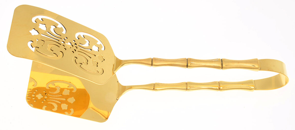 Gold Bamboo (Gold Electroplate) Asparagus Tongs Serving Stainless HC by Towle Silver-1