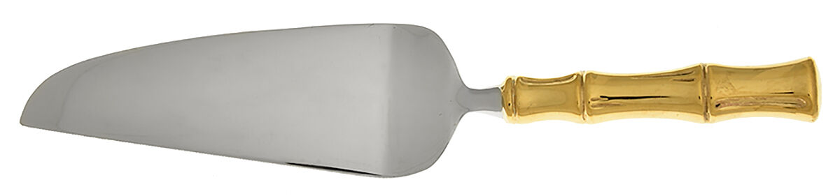 Gold Bamboo (Gold Electroplate) Pie and Cake Server with Stainless Blade HC by Towle Silver-1