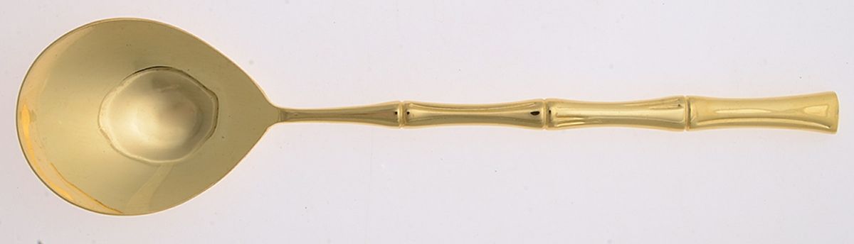 Gold Bamboo (Gold Electroplate) Solid Salad Serving Spoon by Towle Silver-1