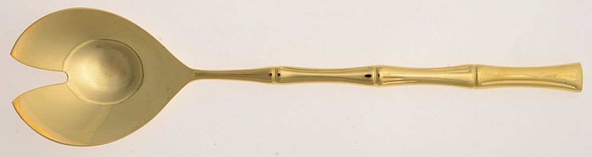 Gold Bamboo (Gold Electroplate) Solid Salad Serving Fork by Towle Silver-1