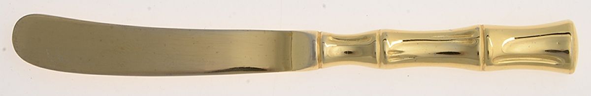 Gold Bamboo (Gold Electroplate) Butter Spreader Hollow Hdl-Paddle/Stainless Blade by Towle Silver-1