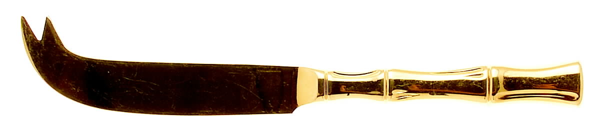 Gold Bamboo (Gold Electroplate) Cheese Knife with Stainless Blade by Towle Silver-1