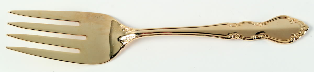 Golden Baroness (Gold Electroplate) Medium Solid Cold Meat Serving Fork by Towle Silver-1