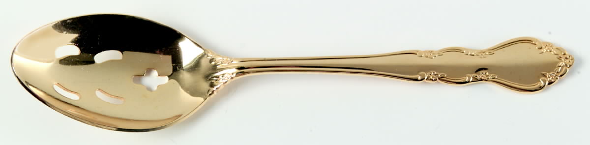 Golden Baroness (Gold Electroplate) Pierced Tablespoon (Serving Spoon) by Towle Silver-1