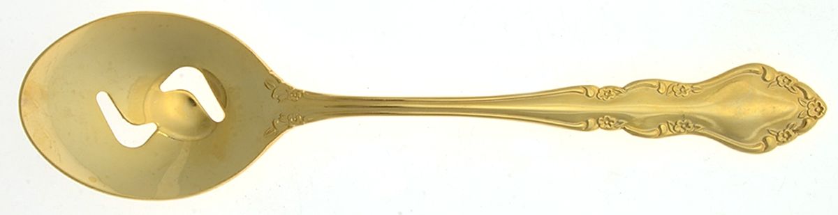 Golden Baroness (Gold Electroplate) Pierced Tablespoon (Serving Spoon) by Towle Silver-1
