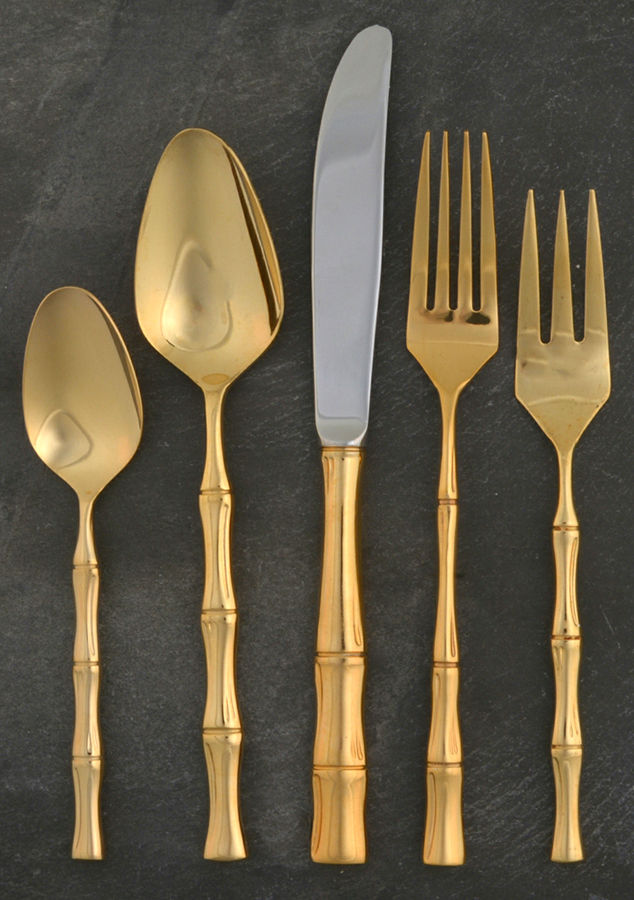 Gold Cane (Gold Electroplate) 5 Piece Place Setting by Towle Silver-1