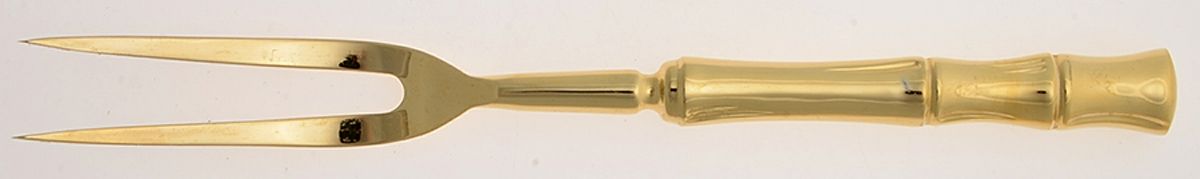 Gold Cane (Gold Electroplate) Large Stainless-Prong Roast Carving Fork by Towle Silver-1