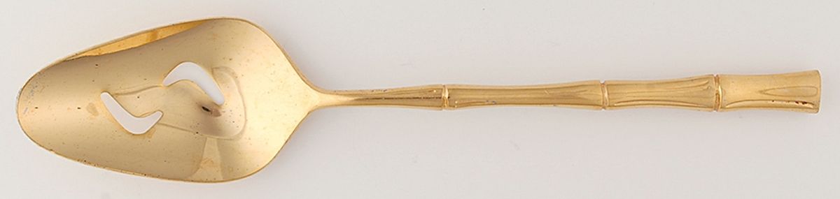 Gold Cane (Gold Electroplate) Pierced Tablespoon (Serving Spoon) by Towle Silver-1