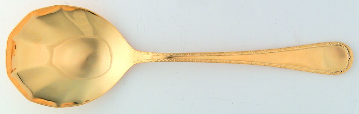 Golden Chippendale (Stainless) Solid Serving Spoon by Towle Silver-1