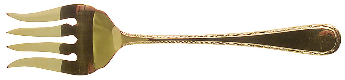 Golden Chippendale (Stainless) Medium Solid Cold Meat Serving Fork by Towle Silver-1