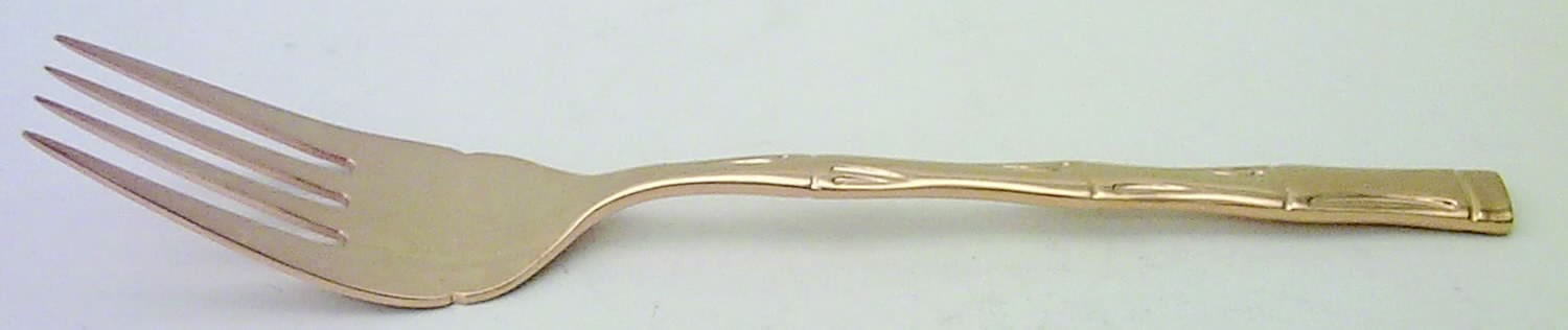 Gold Lotte (Gold Electroplate) Medium Solid Cold Meat Serving Fork by Towle Silver-1