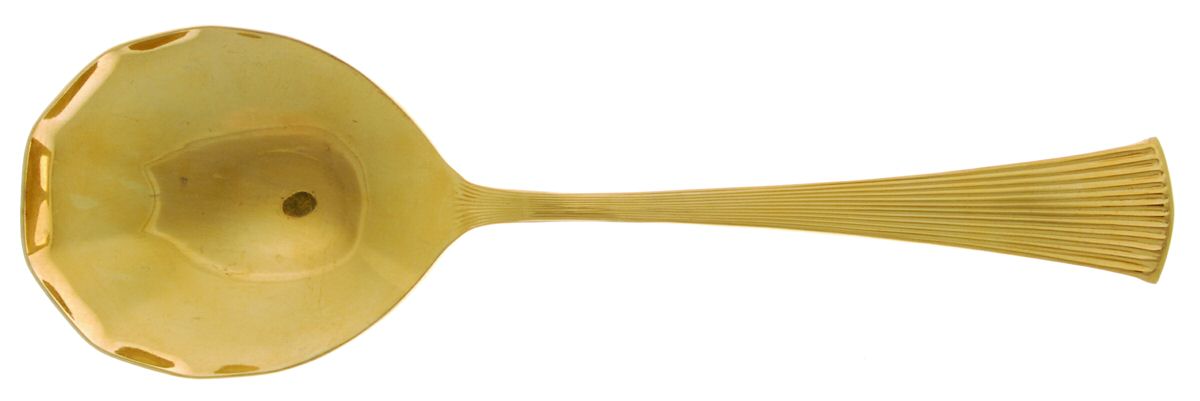 Gold Peacock (Gold Electroplate) Solid Shell Casserole Spoon by Towle Silver-1