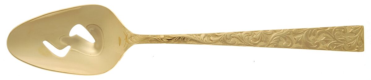 Golden Paisley (Gold Electroplate) Pierced Tablespoon (Serving Spoon) by Towle Silver-1