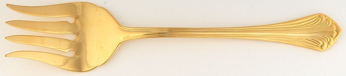 Gold Stratford (Supreme Ctlry) Medium Solid Cold Meat Serving Fork by Towle Silver-1