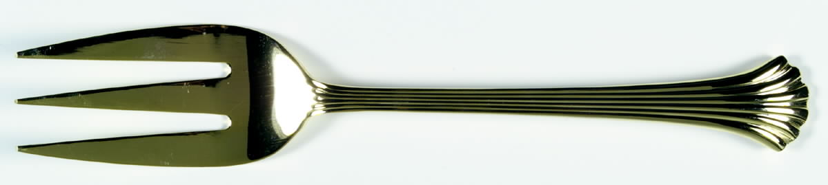 Gold Tiara (Gold Electroplate) Medium Solid Cold Meat Serving Fork by Towle Silver-1