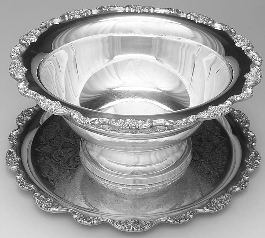 Grand Duchess (Silverplate, Hollowware) Punch Bowl and Tray by Towle Silver-1