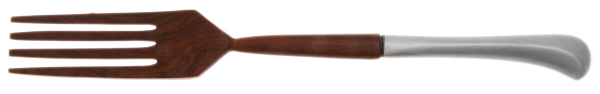 Holbrooke (Stainless, Satin) Salad Serving Fork with Wooden Prongs HC by Towle Silver-1