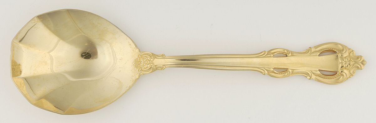 King Arthur Gold (Gold Electroplate, 1988) Solid Shell Casserole Spoon by Towle Silver-1