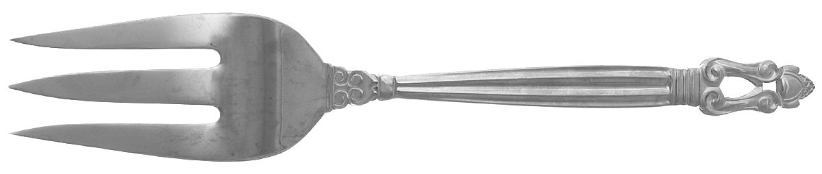 King Gustav (Stainless) Large Solid Cold Meat Serving Fork by Towle Silver-1