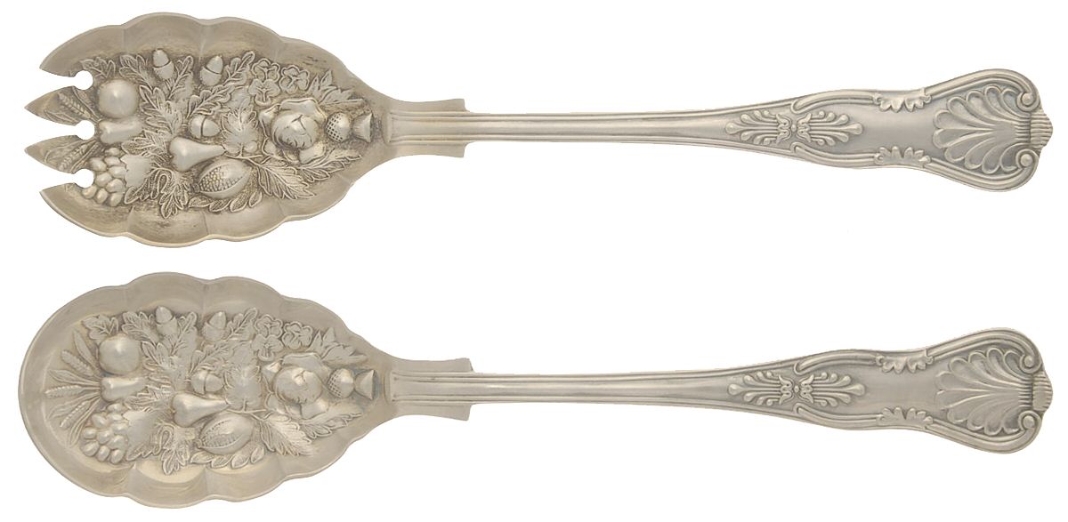 Kings (Silverplate, 1980) (2 Pc) Solid Salad Set by Towle Silver-1