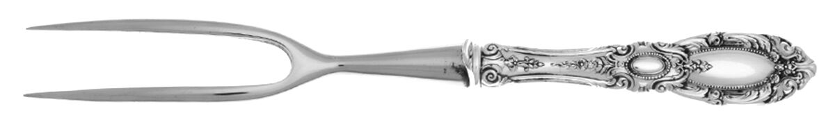 King Richard (Sterling, 1932, No Monos) Small Carving Fork Stainless Prong W/Sterling Guar by Towle Silver-1