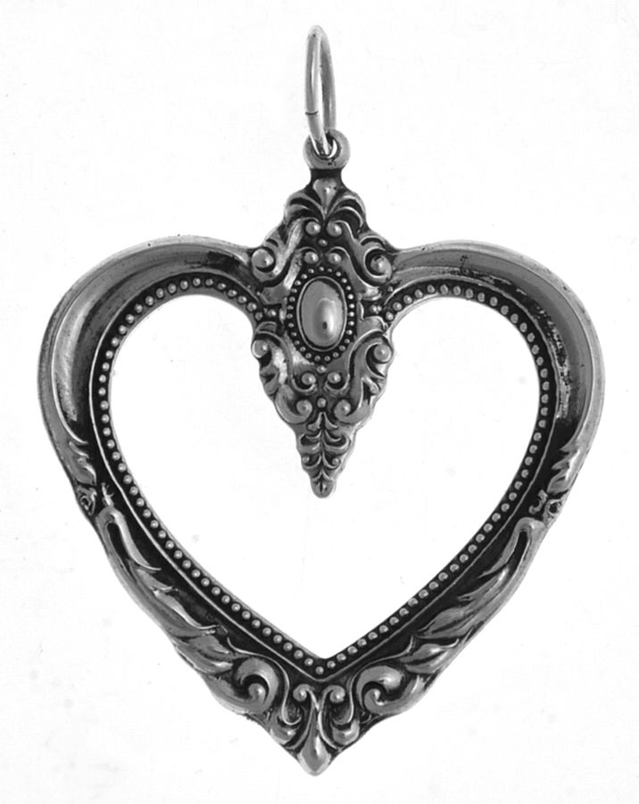 King Richard (Sterling, 1932, No Monos) Heart Pendant by Towle Silver-1