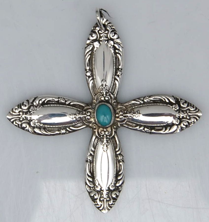 King Richard (Sterling, 1932, No Monos) Cross Pendant/Ornament by Towle Silver-1