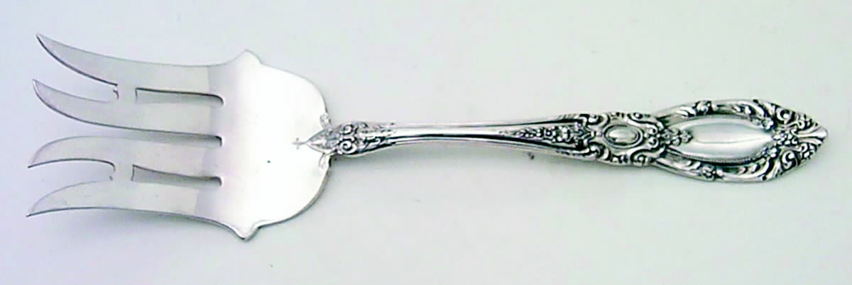King Richard (Sterling, 1932, No Monos) Medium Solid Cold Meat Serving Fork by Towle Silver-1
