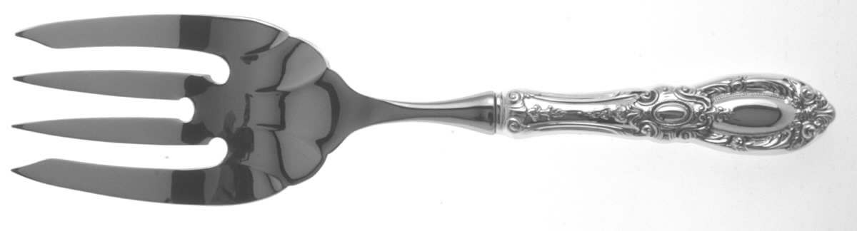King Richard (Sterling, 1932, No Monos) Large Stainless-Tine Cold Meat Serving Fork by Towle Silver-1