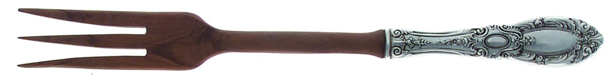 King Richard (Sterling, 1932, No Monos) Salad Serving Fork with Wooden Prongs by Towle Silver-1
