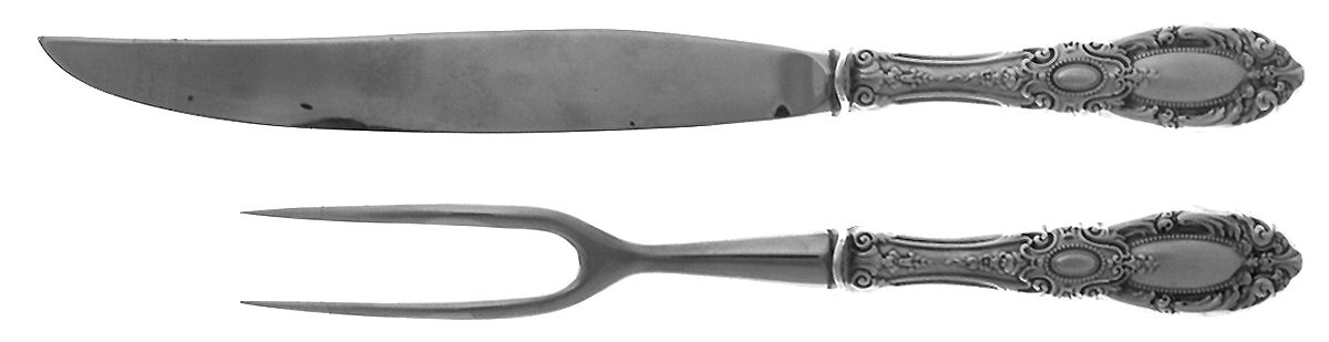 King Richard (Sterling, 1932, No Monos) Small 2-Piece Steak Carving Set w/Stainless Blade by Towle Silver-1