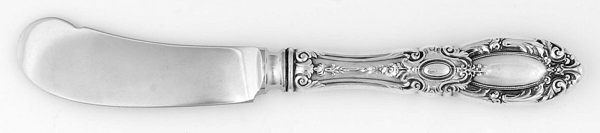 King Richard (Sterling, 1932, No Monos) Butter Spreader Hollow Hdl-Paddle/Stainless Blade by Towle Silver-1