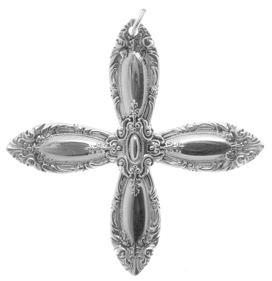 King Richard (Sterling, 1932, No Monos) Cross Pendant/Ornament by Towle Silver-1