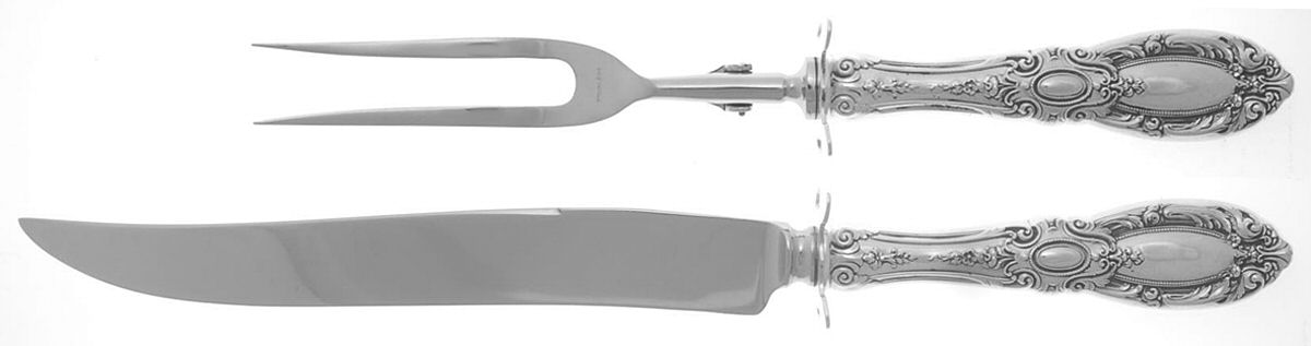 King Richard (Sterling, 1932, No Monos) (2 Pc)Carving Set-Lg Stnbl/Roast w/Sterling Guard by Towle Silver-1