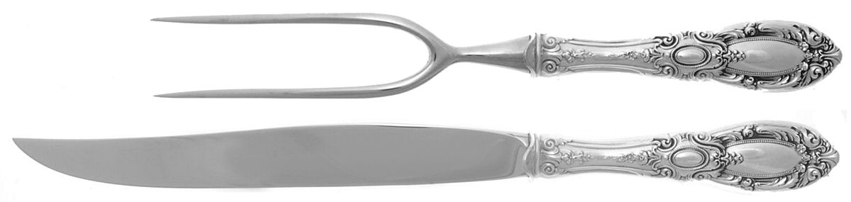 King Richard (Sterling, 1932, No Monos) Carving Set-2pc/Lg-Stnbl/Roast W/Sterling Guard by Towle Silver-1