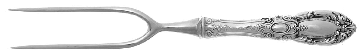 King Richard (Sterling, 1932, No Monos) Large Stainless Prong Carving Fork W/Sterling Guar by Towle Silver-1