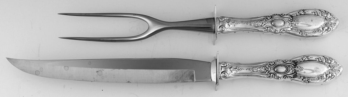 King Richard (Sterling, 1932, No Monos) (2 Pc) Small Carving Set w/Sterling Guard by Towle Silver-1