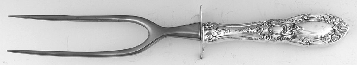 King Richard (Sterling, 1932, No Monos) Large Stainless-Prong Roast Carving Fork by Towle Silver-1