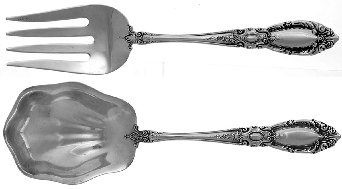 King Richard (Sterling, 1932, No Monos) (2 Pc) Solid Salad Set by Towle Silver-1