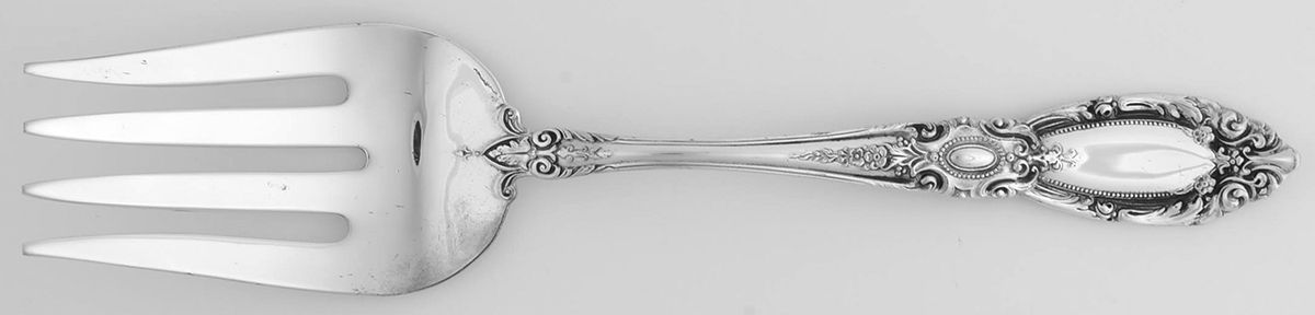 King Richard (Sterling, 1932, No Monos) Solid Salad Serving Fork by Towle Silver-1