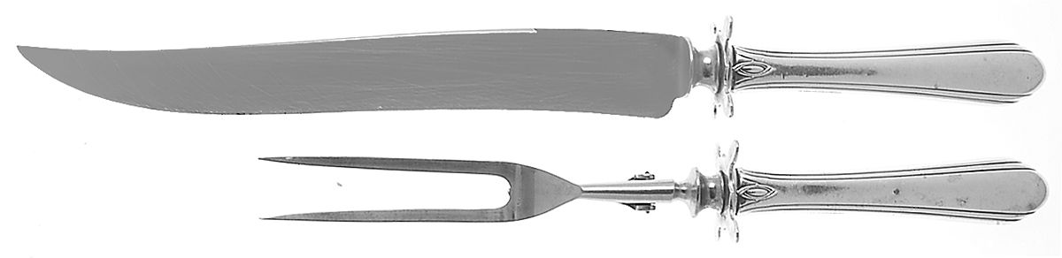 Lady Diana (Sterling, 1928, No Monograms) Large 2-Piece Roast Carving Set w/ Stainless Blade by Towle Silver-1