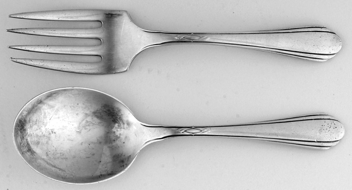 Lady Diana (Sterling, 1928, No Monograms) 2 Pc Baby Set (BF, BS) by Towle Silver-1