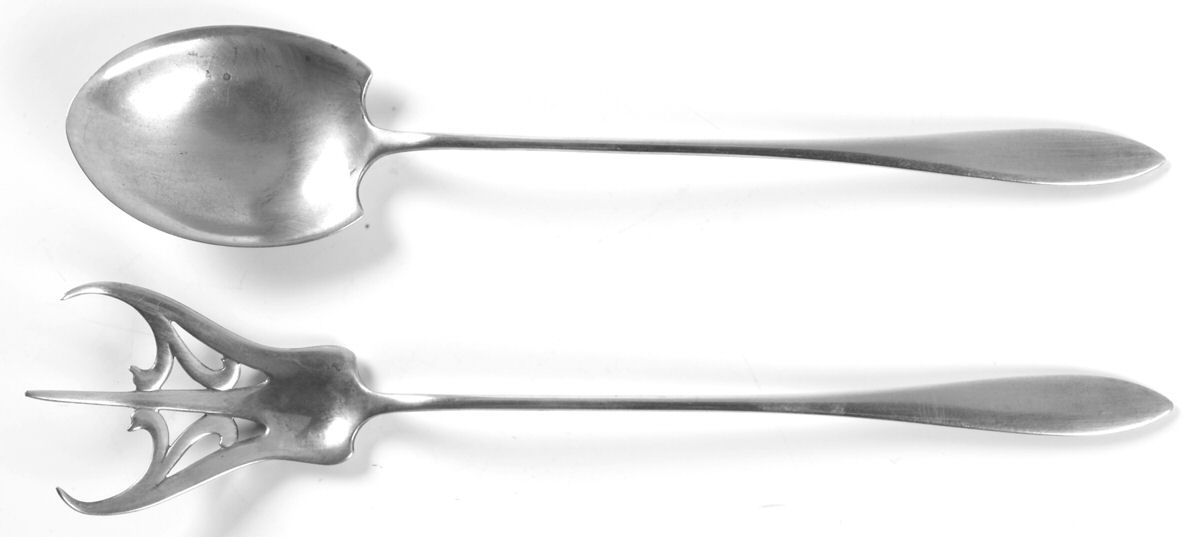 Lafayette (Sterling, 1905, No Monograms) 2 Pc Large Lettuce Serving Set by Towle Silver-1